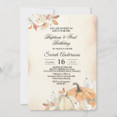 Rustikale Herbst-Orangenpumpen & Blume Einladung (Vorderseite)