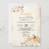 Rustikale Herbst-Orangenpumpen & Blume Einladung (Vorderseite)