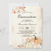 Rustikale Herbst-Orangenpumpen & Blume Einladung (Vorderseite)