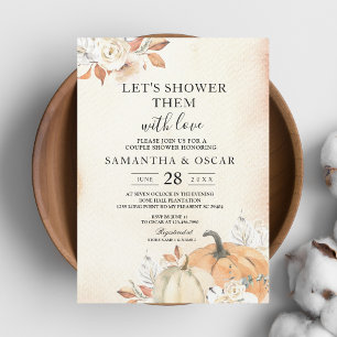 Rustikale Herbst-Orangenpumpen & Blume Einladung