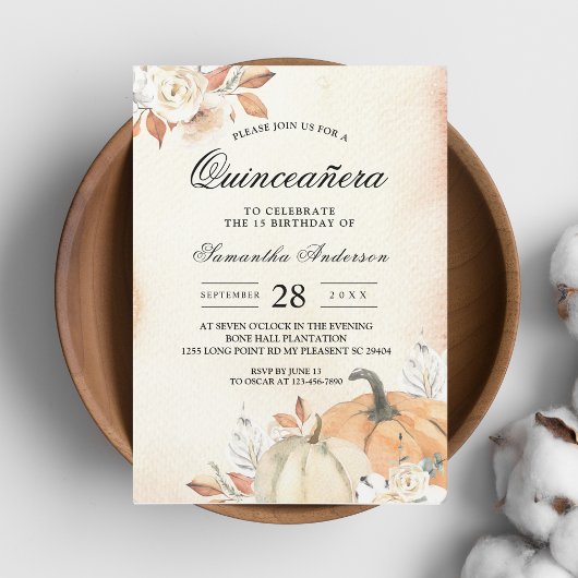 Rustikale Herbst-Orangenpumpen & Blume Einladung