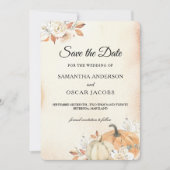 Rustikale Herbst-Orangenpumpen & Blume Save The Date (Vorderseite)