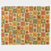 Rustikale Herbst-Patchwork-Kürbis-Monogramm Fleecedecke (Vorderseite (Horizontal))