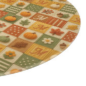 Rustikale Herbst-Patchwork-Kürbis-Monogramm Schneidebrett (Ecke)