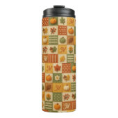 Rustikale Herbst-Patchwork-Kürbis-Monogramm Thermosbecher (Vorderseite)