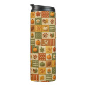 Rustikale Herbst-Patchwork-Kürbis-Monogramm Thermosbecher (Nach rechts gedreht)