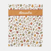 Rustikale Herbst-Pilz-Blätter-Wald-Monogramm-Name Fleecedecke (Vorderseite)