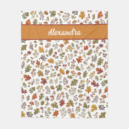 Rustikale Herbst-Pilz-Blätter-Wald-Monogramm-Name Fleecedecke