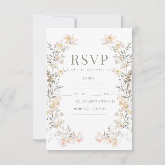 Rustikale Herbst Tiny Wildblume Hochzeitskarten RSVP Karte (Vorderseite)
