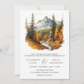 Rustikale Herbst-Wald-Berg-Hochzeit QR-Code Einladung (Vorderseite)