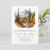 Rustikale Herbst-Wald-Berg-Hochzeit QR-Code Einladung (Stehend Vorderseite)