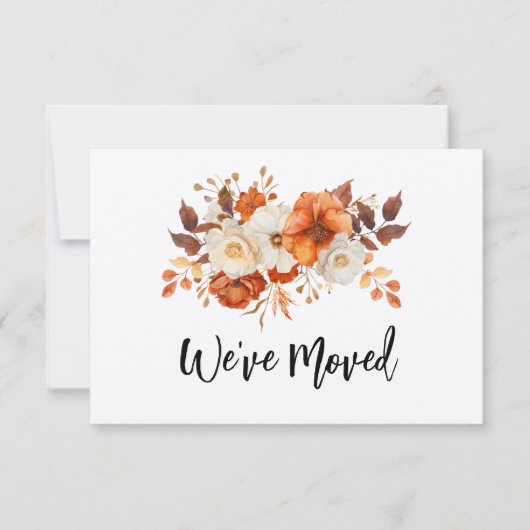 rustikale Herbstankündigung Blume neue Adresse Einladung (Vorderseite)