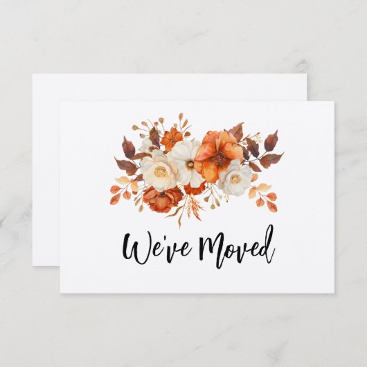 rustikale Herbstankündigung Blume neue Adresse Einladung (Vorne/Hinten)