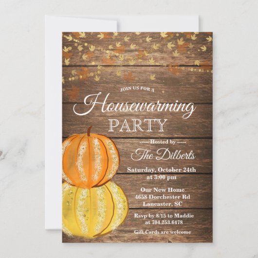 Rustikale Herbstaufwärmung Einladung (Vorderseite)