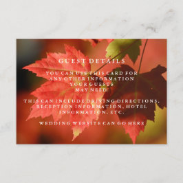 Rustikale Herbstausgabe Hochzeit im Herbst Gästeda Begleitkarte