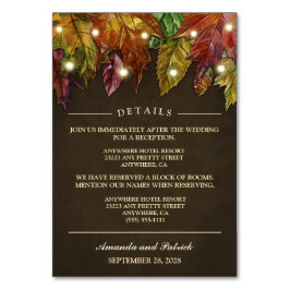 Rustikale Herbstausgänge Empfang + Hotelkarten Tischnummer