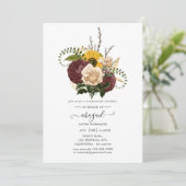 Rustikale Herbstbänke Blumenbewohner Luncheon Einladung (Stehend Vorderseite)