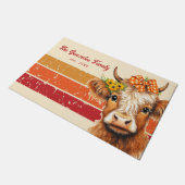 Rustikale Herbstbauernfamilie Hochland Kuh Tor Mat Fußmatte (Schrägansicht)