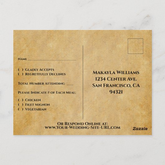 Rustikale Herbstbaum- und Lichtseieneihe RSVP Postkarte (Rückseite)