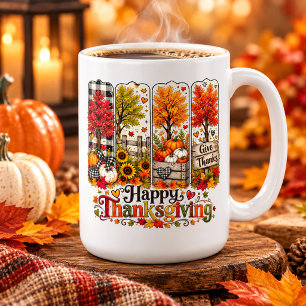 Rustikale Herbstbäume & Kürbis-Erntedankfest Kaffeetasse