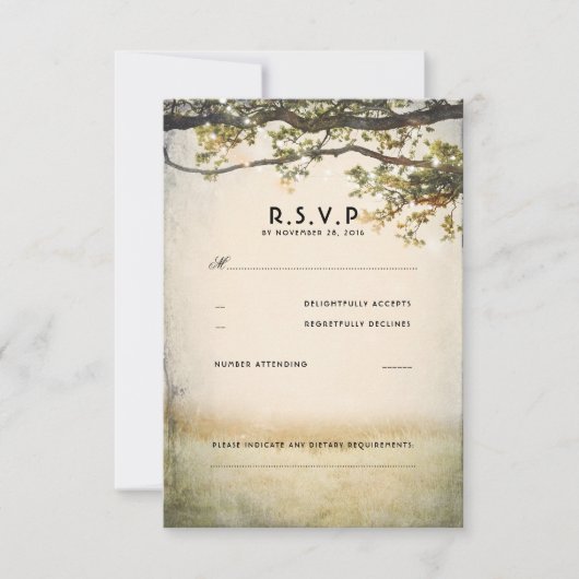 Rustikale Herbstbaumzweige Hochzeiten von RSVP-Kar RSVP Karte (Vorderseite)