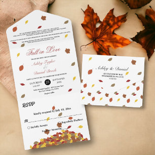 Rustikale Herbstblätter Boho-Herbstflor-Hochzeit All In One Einladung