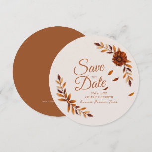 Rustikale Herbstblätter Burnt Sienna Beige Hochzei Save The Date
