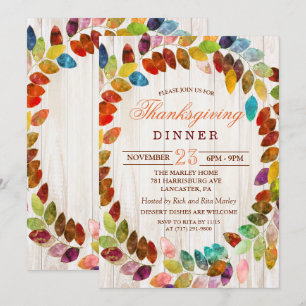 Rustikale Herbstblätter Einladung zum Thanksgiving