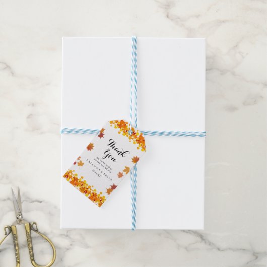 Rustikale Herbstblätter-Hochzeit Geschenkanhänger (Mit Garn)