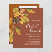 Rustikale Herbstblätter Hochzeit im Herbst Bridal Einladungspostkarte (Vorne/Hinten)