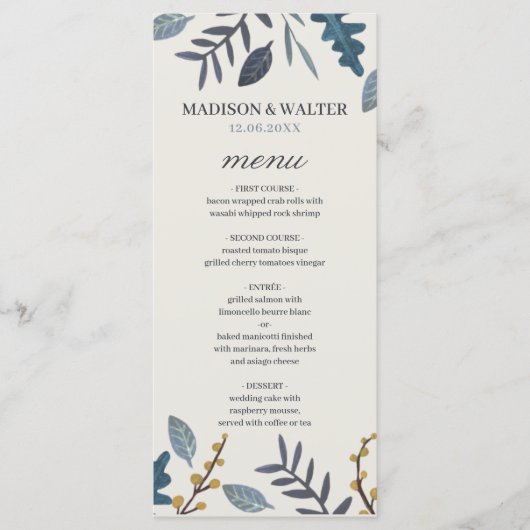 Rustikale Herbstblätter Hochzeit im Herbst Menükarte (Vorderseite)