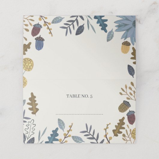 Rustikale Herbstblätter Hochzeit im Herbst Platzkarte (Außenseite Aufgefaltet)