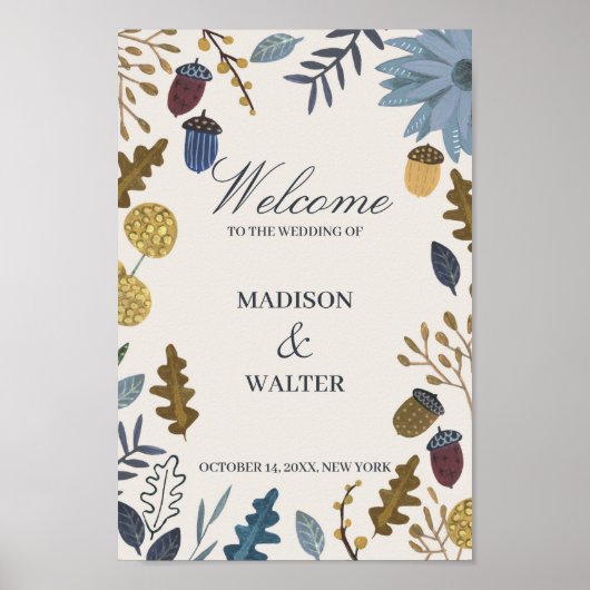 Rustikale Herbstblätter Hochzeit im Herbst Poster (Vorne)