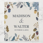 Rustikale Herbstblätter Hochzeit im Herbst Tischnu Weinetikett (Einzelnes Label)