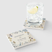 Rustikale Herbstblätter Hochzeit im Herbst werfen  Steinuntersetzer (Seitenansicht)