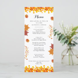 Rustikale Herbstblätter Hochzeit Menükarte