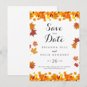 Rustikale Herbstblätter Hochzeit Save The Date