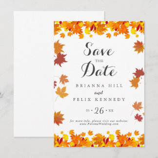 Rustikale Herbstblätter Hochzeit Save The Date