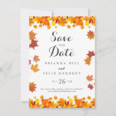Rustikale Herbstblätter Hochzeit Save The Date (Vorderseite)