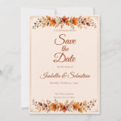 Rustikale Herbstblätter-Hochzeit Save The Date (Vorderseite)