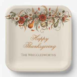 Rustikale Herbstblätter Kürbis Thanksgiving-Abende Pappteller