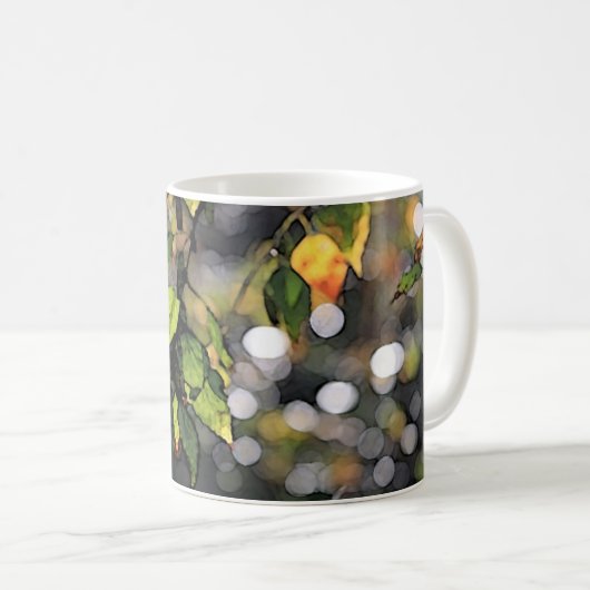 Rustikale Herbstblätter mit Monogramm Kaffeetasse (VorderseiteRechts)
