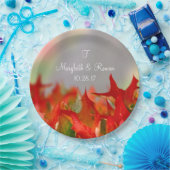 Rustikale Herbstblätter Name Monogram Fall Pappteller (Party)