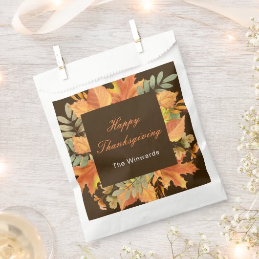 Rustikale Herbstblätter quadratischer Erntedank Geschenktütchen (Ausgeschnitten)