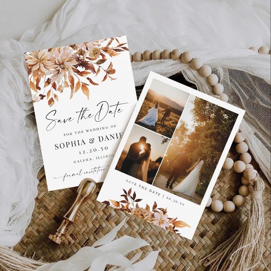 Rustikale Herbstblätter Save-the-Date-Karte Save The Date