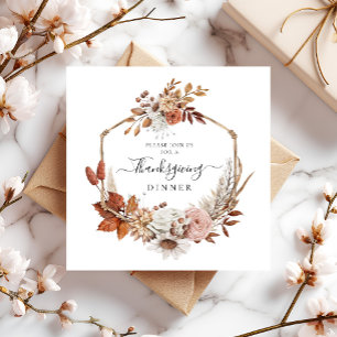 Rustikale Herbstblätter Thanksgiving-Dinner Einladung