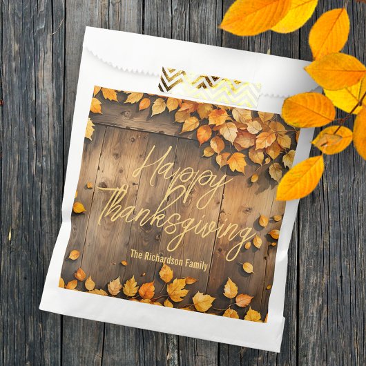 Rustikale Herbstblätter Thanksgiving-Dinner Geschenktütchen