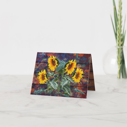 Rustikale Herbstblätter und Sonnenblumen (Vorderseite)