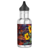 Rustikale Herbstblätter und Sonnenblumen Edelstahlflasche (Links)