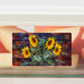 Rustikale Herbstblätter und Sonnenblumen Etiketten (Befestigt)